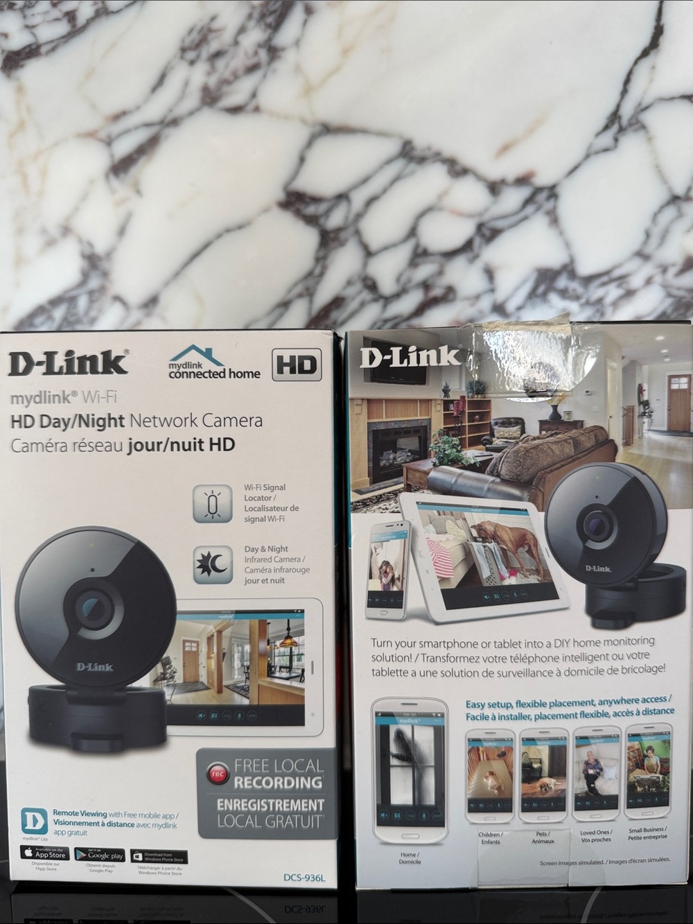 Two D-Link Black Wi‑Fi HD Day/Night Network Camera Twin-Pack Boxed